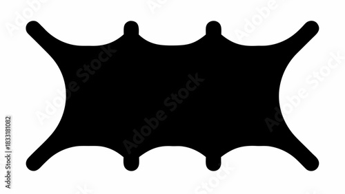 Black silhouette of a stretched membrane with rounded protrusions on a white background design element