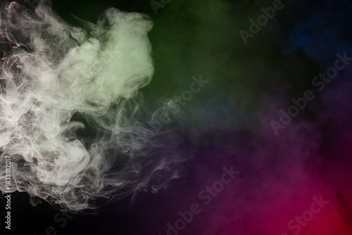 White steam on a black background.