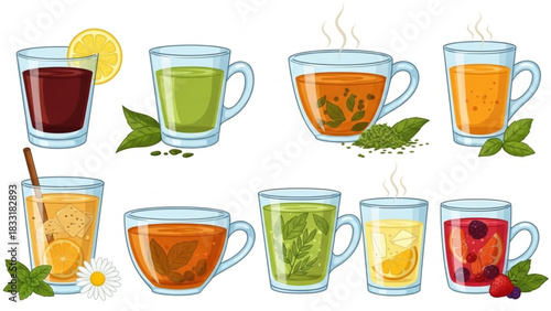 Vector Tea Collection – Cartoon Flat Illustrations of Popular Tea Drinks
