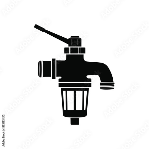 Black silhouette of a water tap with filter faucet