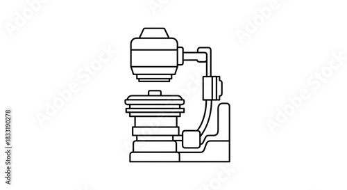 Detailed Line Art Illustration of a Slit Lamp.