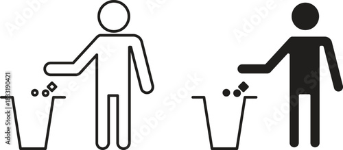 Waste Bin icons set. Simple line vector illustration