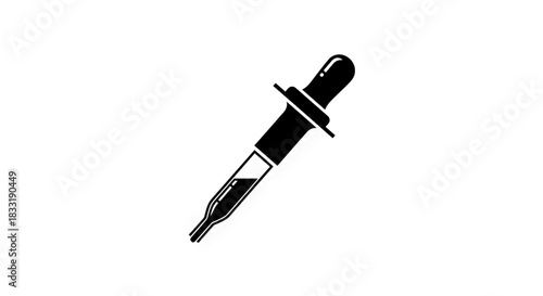 Black and White Dropper Illustration for Science and Medicine.