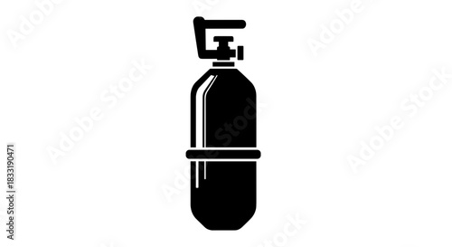 Black and White Gas Cylinder Icon Illustration.