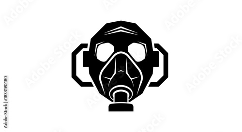 Black and White Gas Mask Illustration for Safety 1.