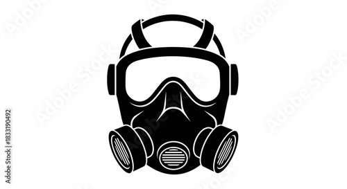 Black and White Gas Mask Illustration for Safety.