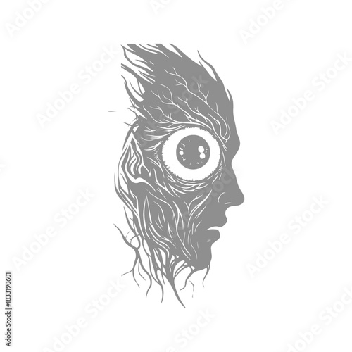 Intense Eyeball with Capillaries Design Illustration