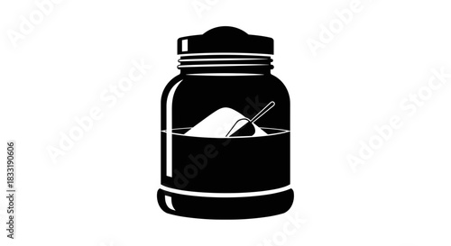 Black and White Jar of Sugar Illustration.