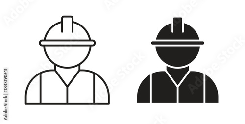 Worker icons set. Simple line vector illustration