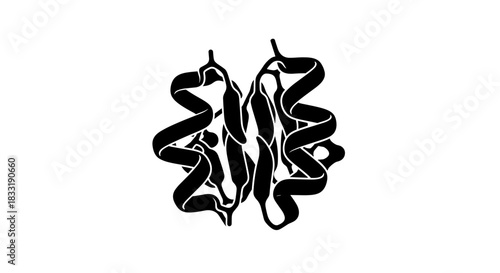 Black and White Protein Structure Illustration for Scientific Use.