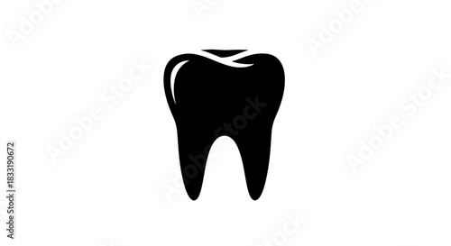 Black and White Tooth Illustration for Dental Health.