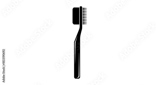Black and White Toothbrush Illustration for Dental Hygiene 1.