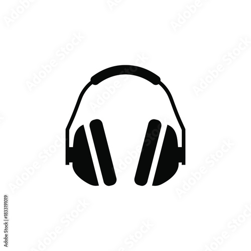 Black silhouette of headphones on white background 1