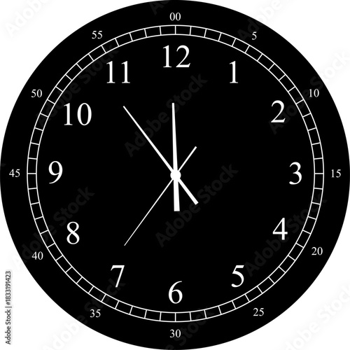 Vintage and modern clock faces with Roman numerals retro hands, modern. Mechanical clock faces, arabic numerals, bezel. Timer, stopwatch. Analog Face Blank clock dial with hours, minutes, and seconds 