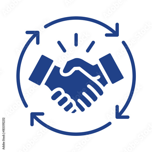 Business partnership agreement and collaboration cycle icon
