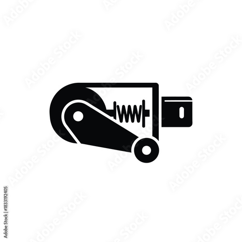 Black silhouette of mechanical spring and wheel mechanism