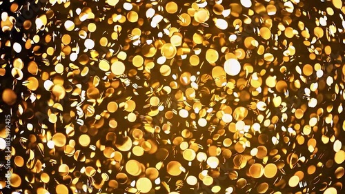 Shimmering background with golden sequins reflecting light in a mesmerizing dance, alternating with vibrant purple and violet hues for a festive and glamorous visual effect