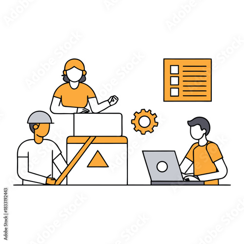 A dedicated development team collaborates on a fast-moving project, sharing ideas, refining code, and coordinating tasks to build smart, efficient solutions together.
