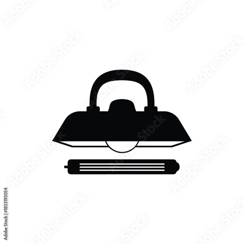 Black silhouette of pendant lamp with light bulb and fluorescent tube