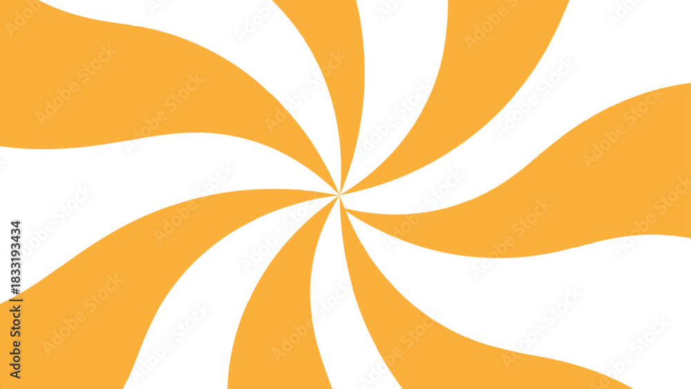 Fototapeta premium Vibrant Orange & White Sunburst Background With Dynamic Swirling Radial Wave Pattern. Psychedelic Retro Pop Art Design for simple Energetic Layouts, Marketing Banners, & Comic Graphics look.