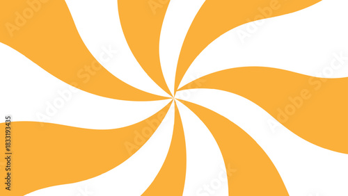 Vibrant Orange & White Sunburst Background With Dynamic Swirling Radial Wave Pattern. Psychedelic Retro Pop Art Design for simple Energetic Layouts, Marketing Banners, & Comic Graphics look.