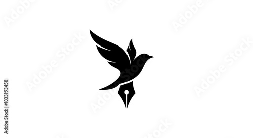Elegant Bird and Pen Logo Design for Creative Writing.