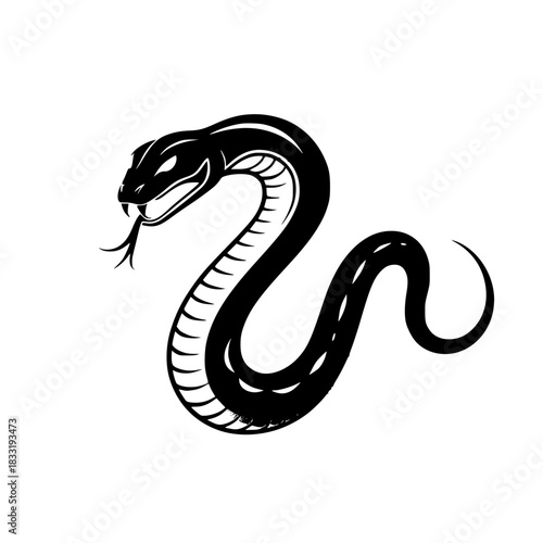 Powerful snake design slithering forward, evoking mystery and primal energy, perfect for branding