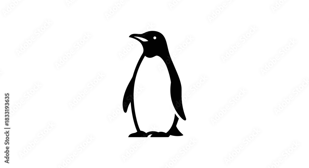 Fototapeta premium Elegant Penguin Silhouette Illustration on White Background.