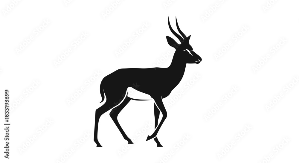Fototapeta premium Elegant Silhouette of a Gazelle Wildlife Art Illustration.