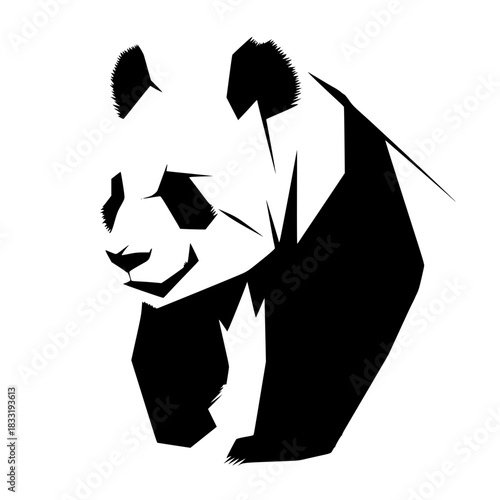 Striking stylized panda illustration with bold contrasts offering wildlife concept appeal for designs