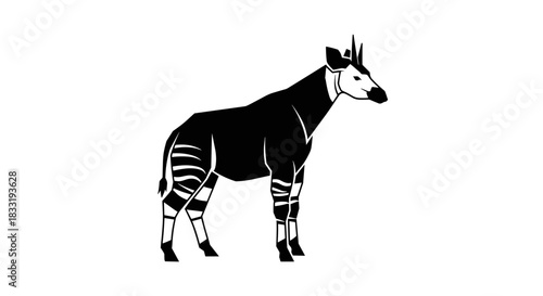 Elegant Okapi Illustration A Striking Black and White Design.