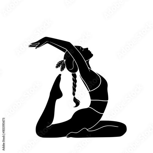 Elegant yoga pose silhouette, graceful flexibility and mindful wellness, perfect for zen lifestyle