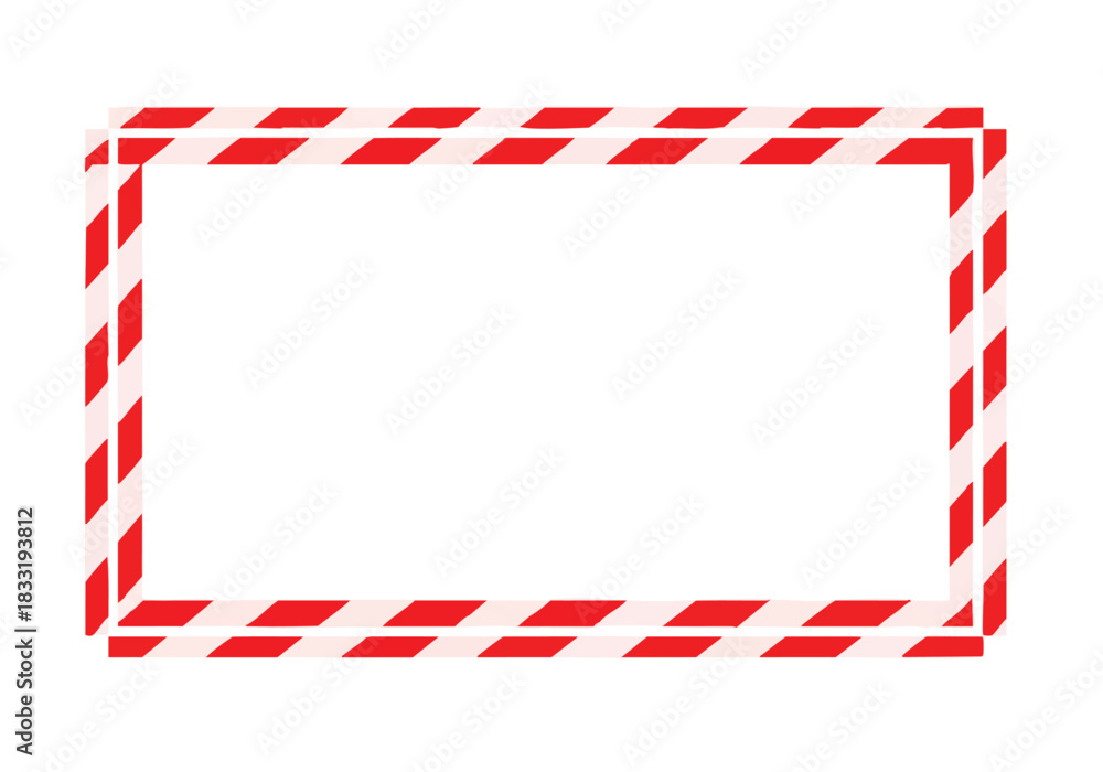 Fototapeta premium Red and white striped rectangular border design on a plain white background creating a frame for content