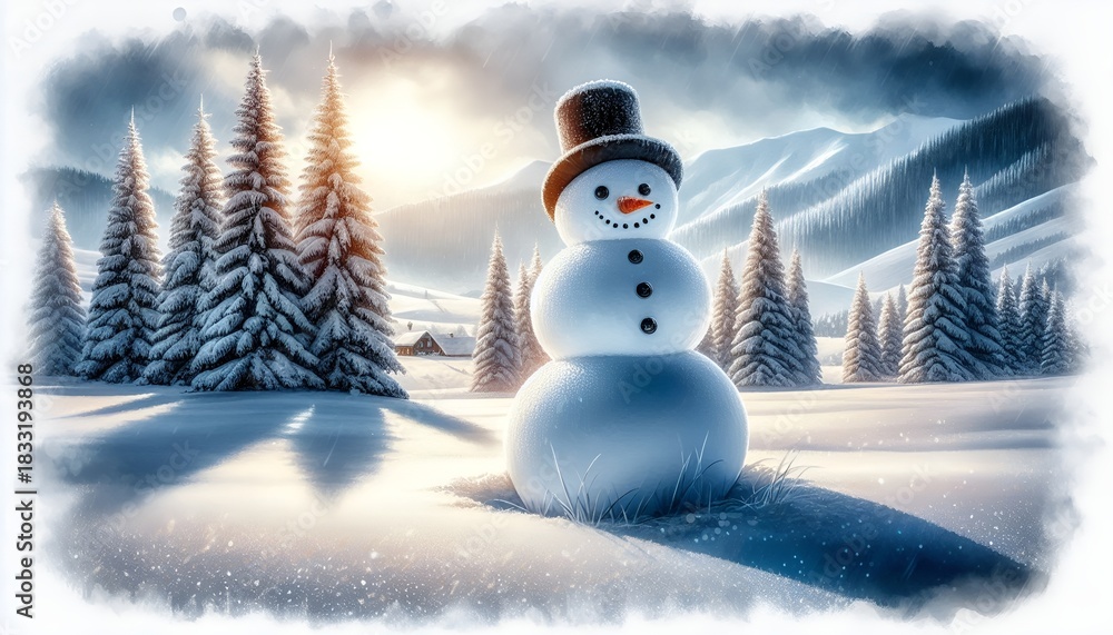 Obraz premium snowman in the forest