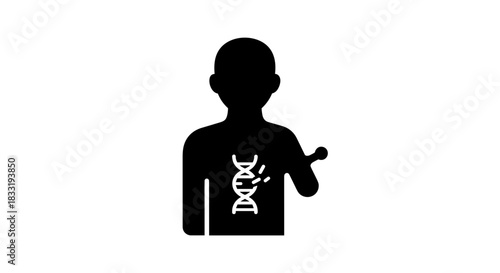 Genetic Mutation Illustration Human Figure with DNA Strand.