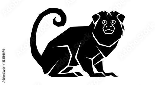 Geometric Monkey Silhouette Modern and Minimalist Design.
