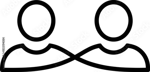 Teamwork Icon Vector Illustration - Minimalist Group of Two People Line Art Symbol for User Profile, Collaboration, Social Network, and Community Interface Design.