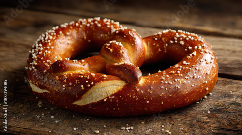 freshly baked salted pretzel on isolated background