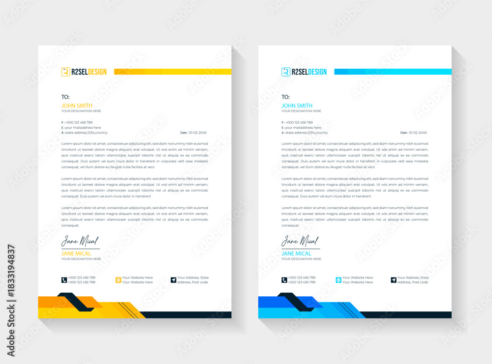 Fototapeta premium Modern Minimal business and corporate letterhead design set