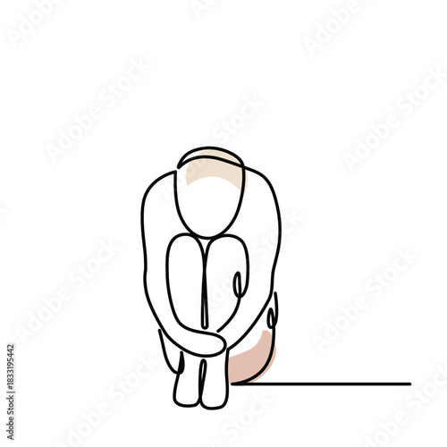 Crouching Man one line drawing. Crouching Man single line illustration. Crouching Man minimalist line art. Crouching Man vector art