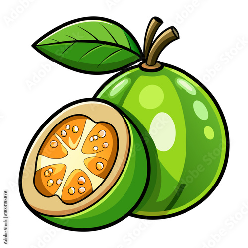 whole and sliced feijoa fruit