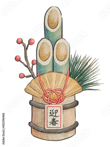 華やかな門松の手描き風