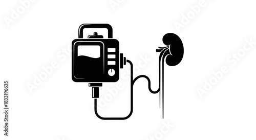 Hemodialysis Machine Connected to Kidney Illustration.