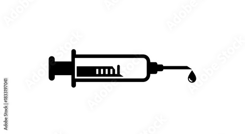 Medical Syringe Icon Vaccination and Healthcare Illustration.