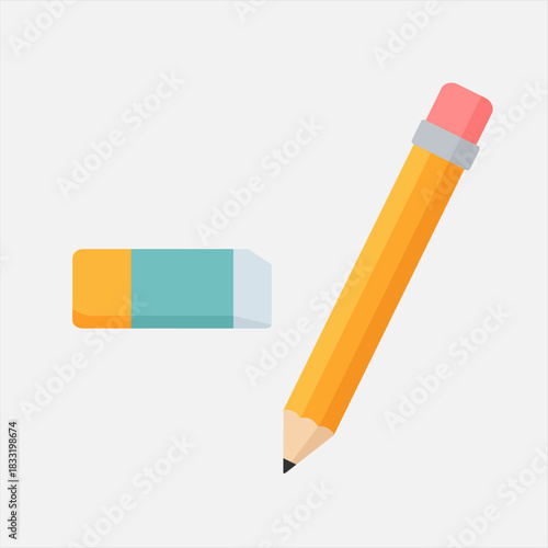 Pencil eraser vector editable icon for writing tools school supplies study material creative drawing essentials office stationery education resources classroom tools in clean flat design