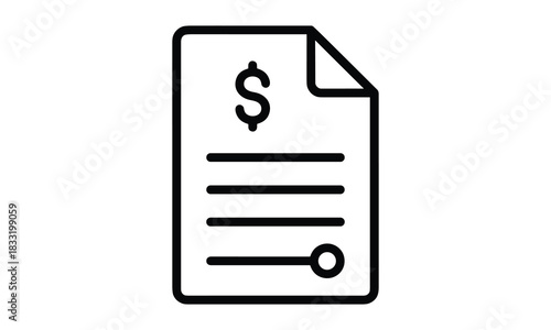 Financial document with dollar sign and lines