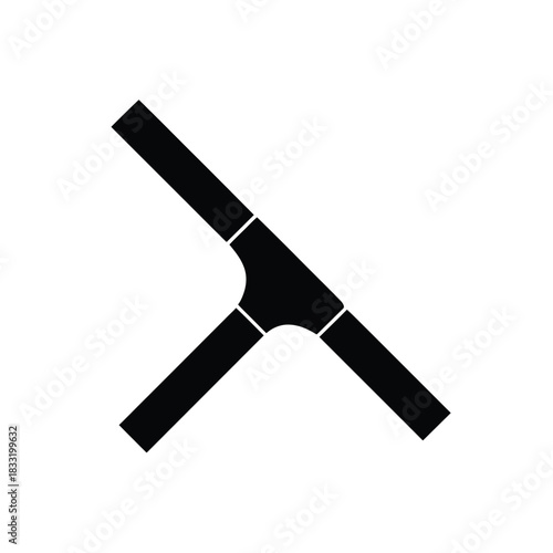 Black T junction pipe fitting silhouette connection