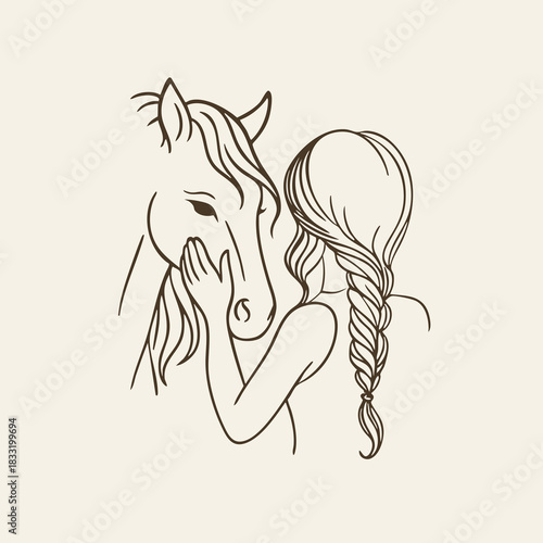 Woman and horse logo