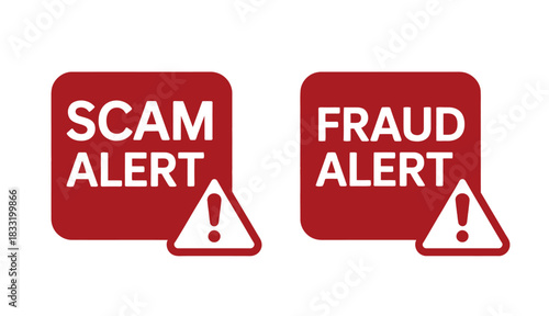 Scam alert and fraud alert signs with warning symbols