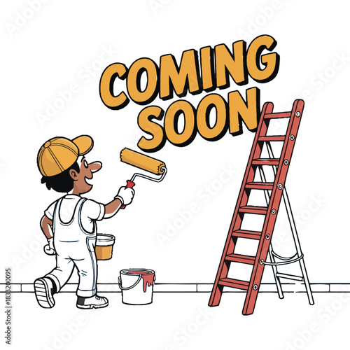 A painter is coming soon to renovate the building with a ladder.